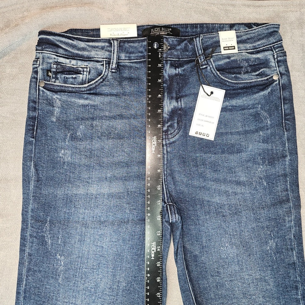 Judy Blue Womens XL Shorts High Rise Distressed Raw Hem Denim Cuttoff Stretchy - Picture 15 of 16